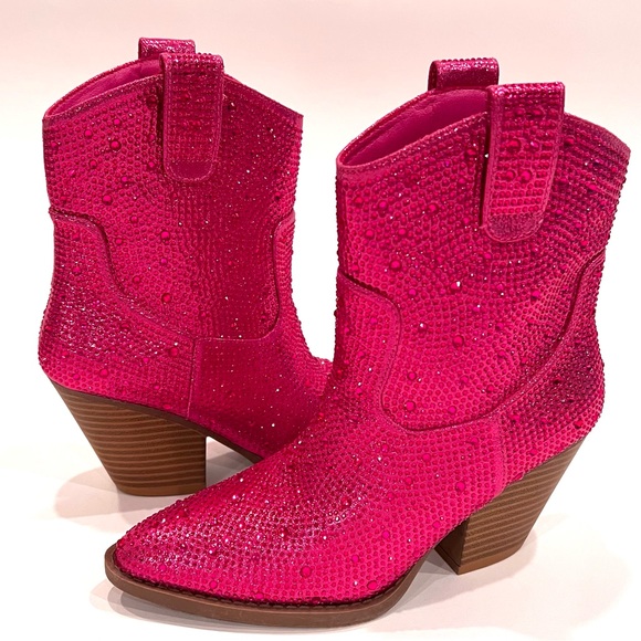 Forever 21 | Shoes | Forever River Hot Pink Rhinestone Western Cowboy ...